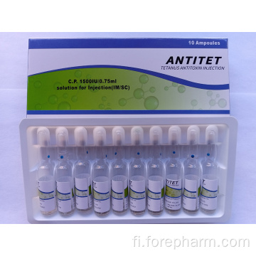 Tetanus -antitoksiini -injektio 1500iu/0,75 ml ihmiselle